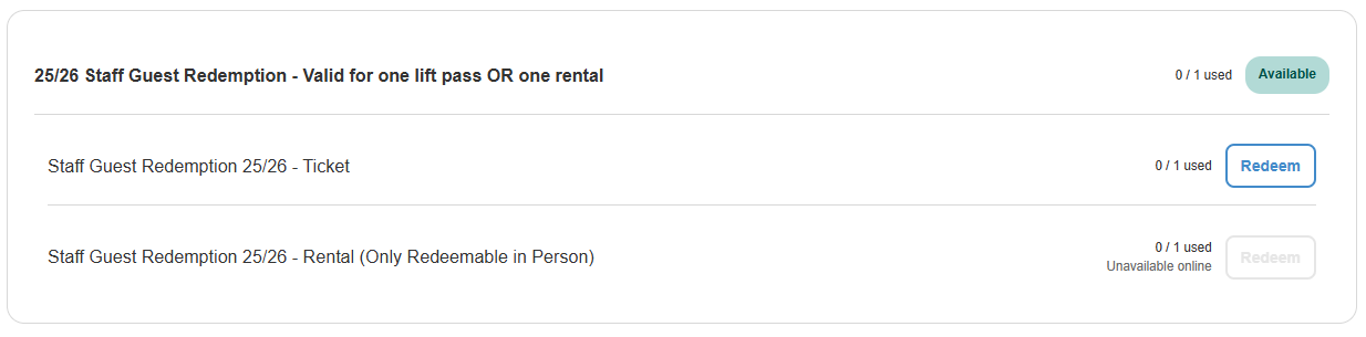 Rental Redemption Option on Voucher